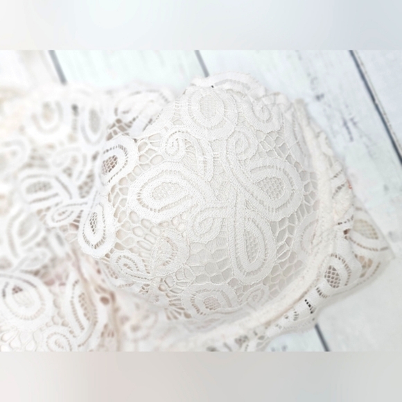 Victoria's Secret PINK Cream Floral Pattern Lace Push Up Halter Bra Bralette - Picture 3 of 9